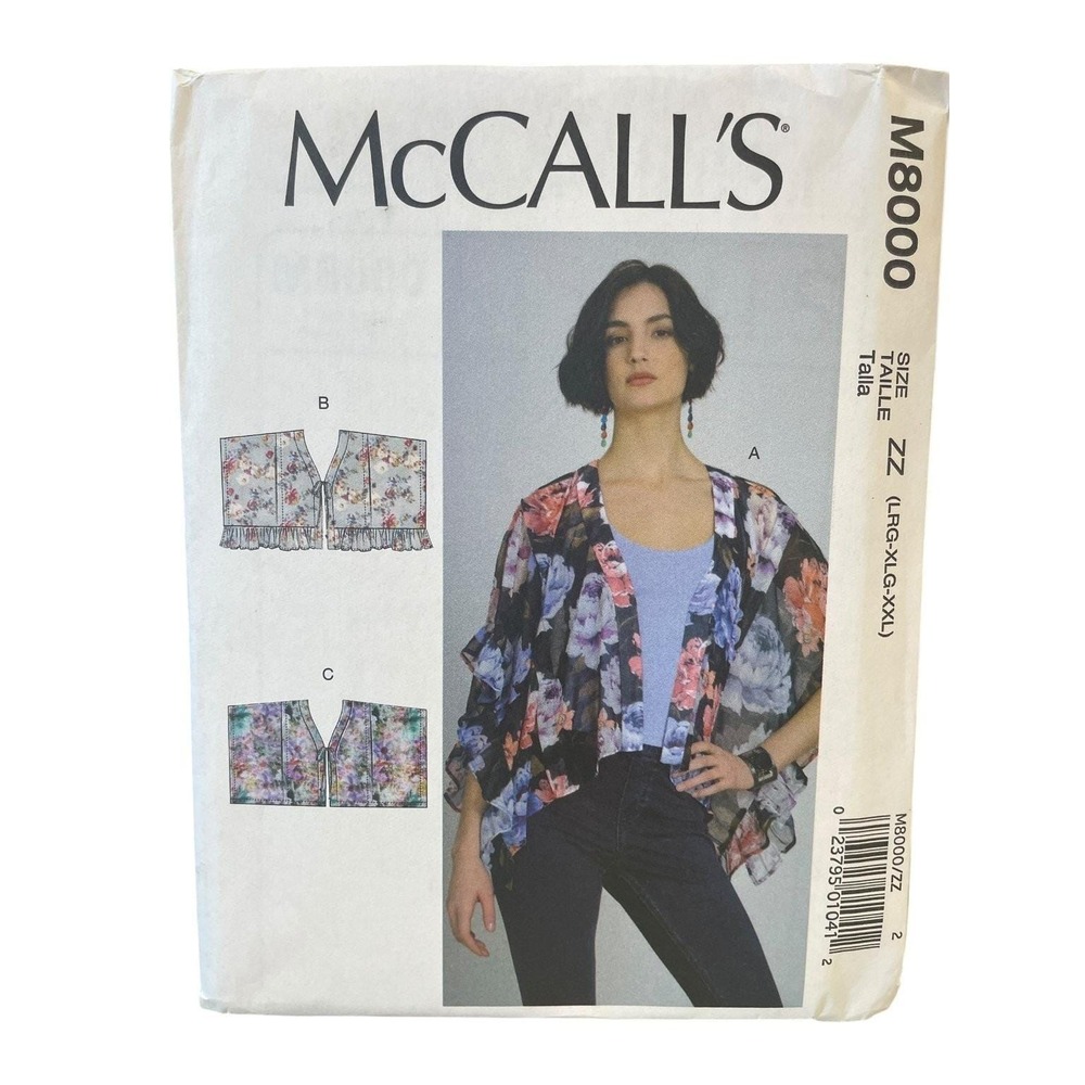 McCALL'S M8000 Misses' Tops Pattern‎ Size L-XXL Easy Loose Fit